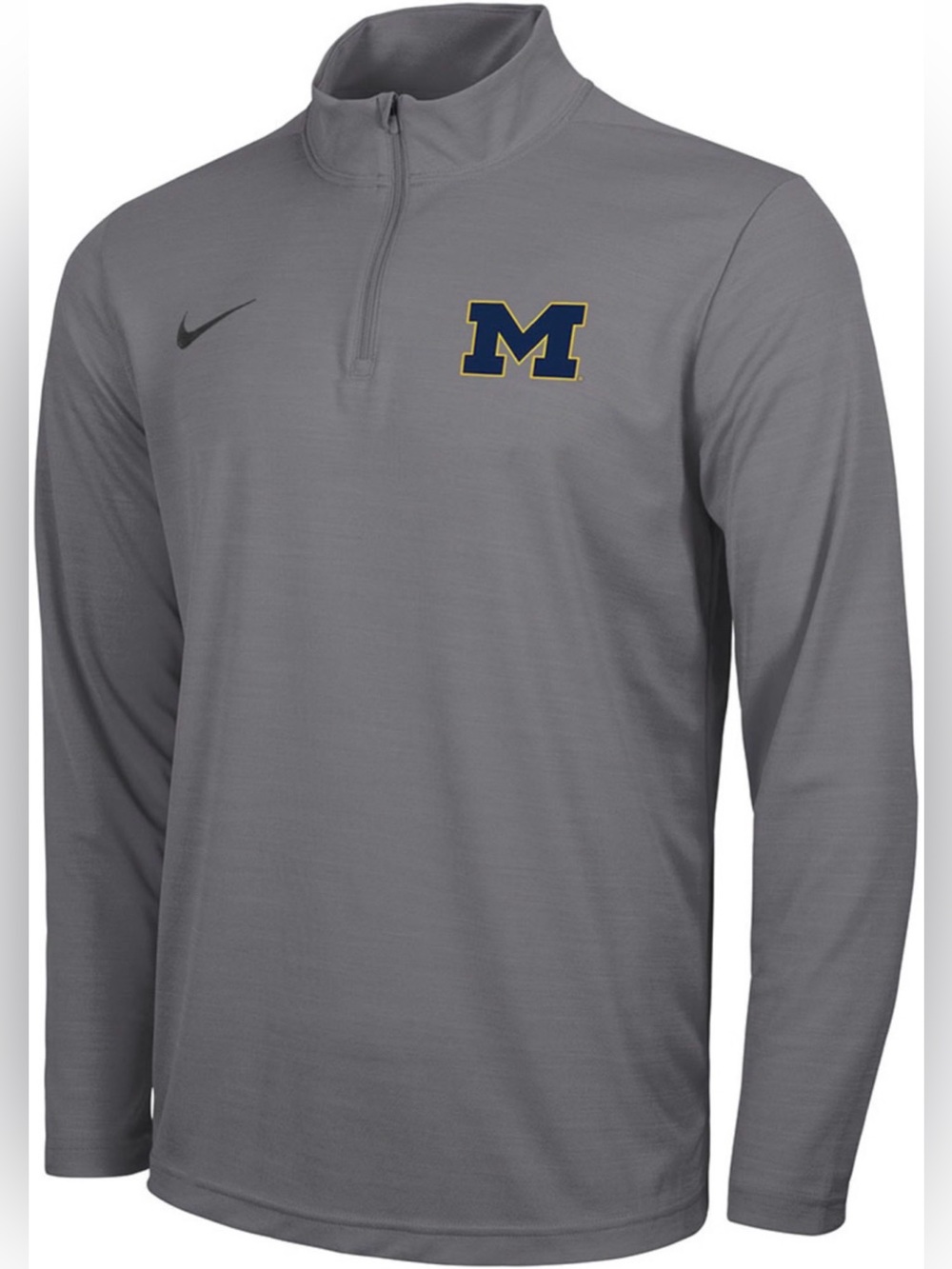 Men’s Nike Michigan Wolverines Grey Intensity Long Sleeve QTR Zip Pullover